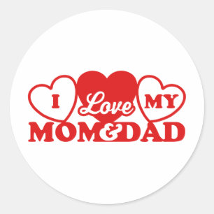 I Liebe Meine Mama & Vater Runder Aufkleber