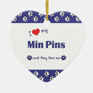 I Liebe meine minimalen Buttone (mehrfache Hunde) Keramik Ornament
