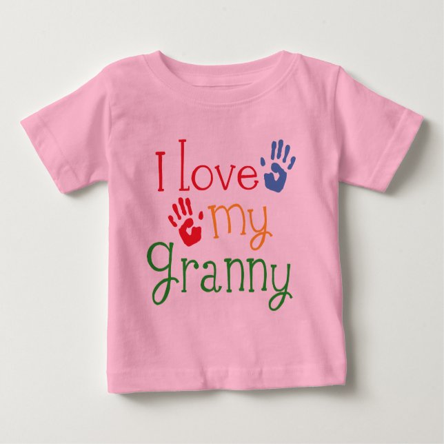 I Liebe meine Oma Handprints Baby T-shirt (Vorderseite)