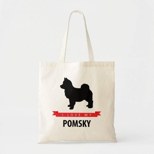 I Liebe meine Pomsky Taschen-Tasche Tragetasche (Vorne)
