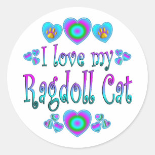 I Liebe meine Ragdoll Katze Runder Aufkleber