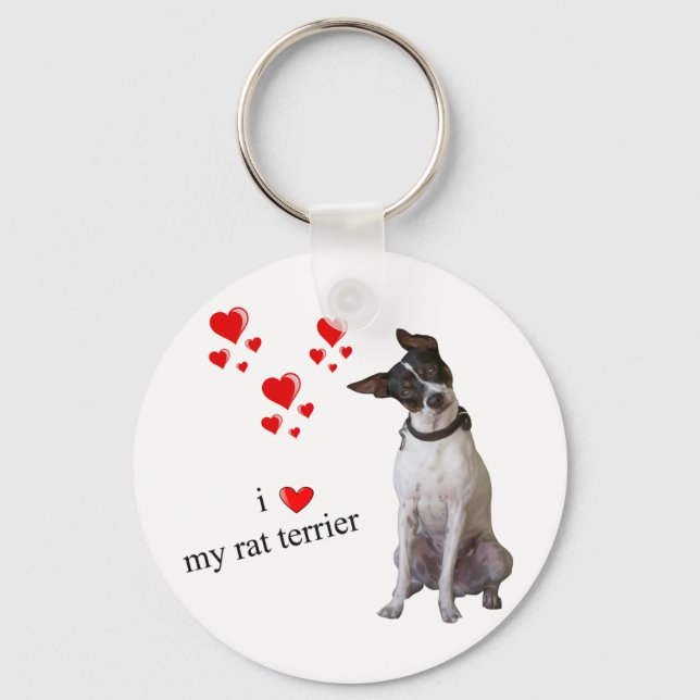 I Liebe meine Rat Terrier Schlüsselanhänger (Vorderseite)