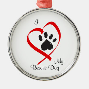 I Liebe meine Rettungs-Hundefarbverzierung Ornament Aus Metall