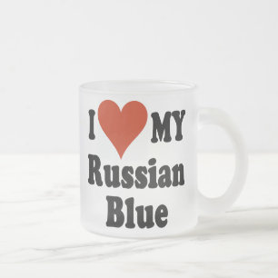 I Liebe meine russische blaue mattierte Mattglastasse