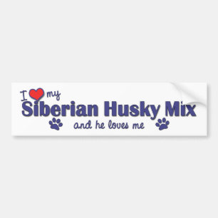 I Liebe meine sibirischer Schlittenhund-Mischung Autoaufkleber