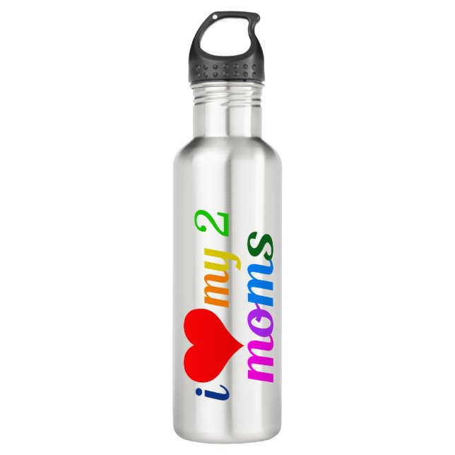 I Liebe meine zwei Mamas Edelstahlflasche (Vorderseite)