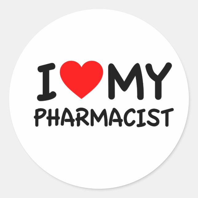 I Liebe meines Apothekers Runder Aufkleber (Vorderseite)
