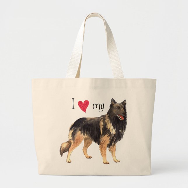 I Liebe meines belgischen Tervuren Jumbo Stoffbeutel (Vorne)