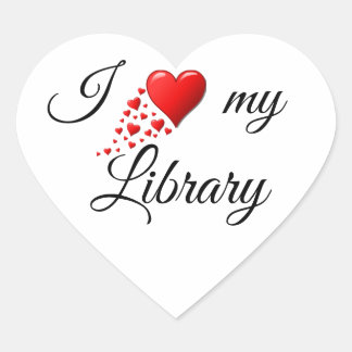 I Liebe meines Bibliotheksaufklebers Herz-Aufkleber
