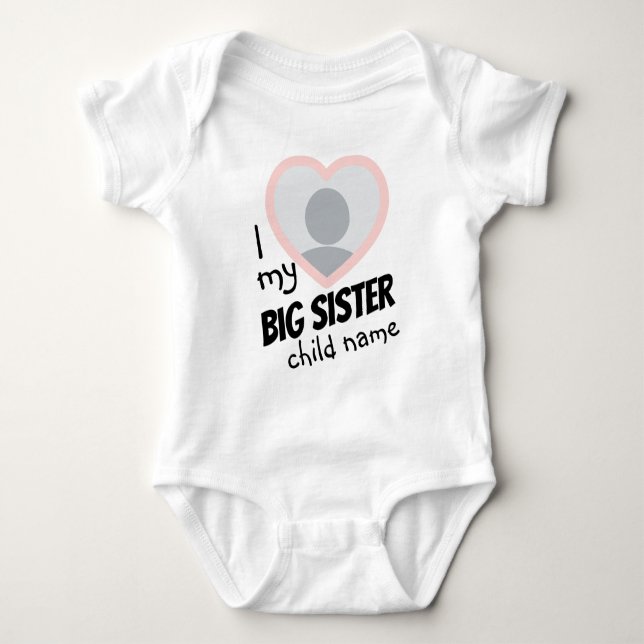 i Liebe meines Big Sister doppelseitiges Foto und  Baby Strampler (Vorderseite)