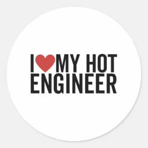 I Liebe meines Hot Engineers Runder Aufkleber