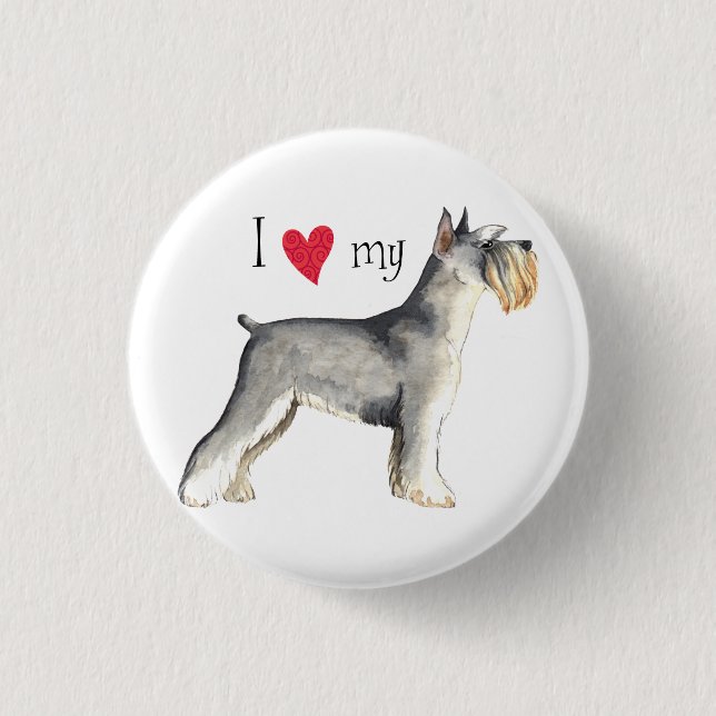 I Liebe meines Miniatur-Schnauzer Button (Vorderseite)