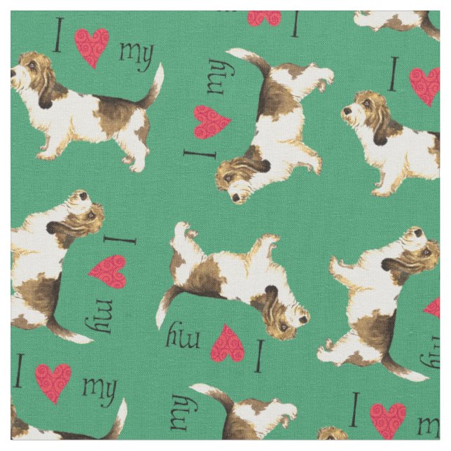 I Liebe meines PBGV Stoff (Nahaufnahme)