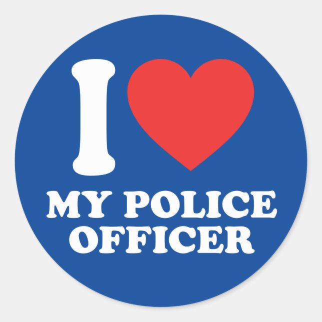 I Liebe meines Polizeibeamten Runder Aufkleber (Vorderseite)