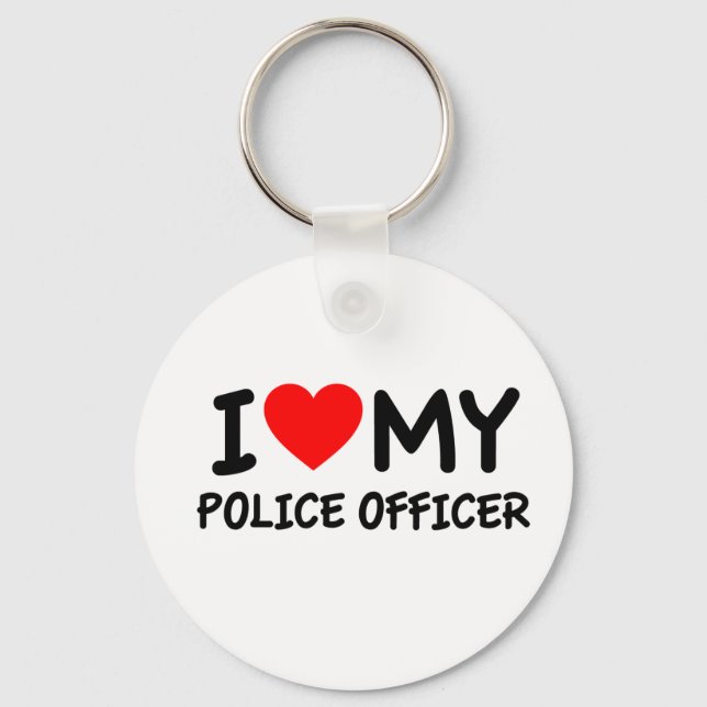 I Liebe meines Polizeibeamten Schlüsselanhänger (Vorderseite)