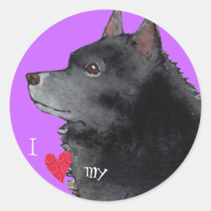 I Liebe meines Schipperke Runder Aufkleber