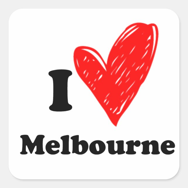 I Liebe Melbourne Quadratischer Aufkleber (Vorderseite)