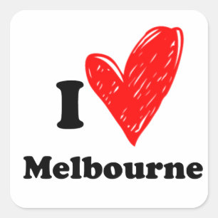 I Liebe Melbourne Quadratischer Aufkleber