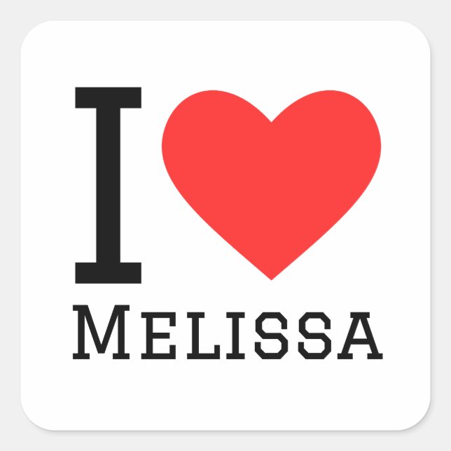 I Liebe melissa Quadratischer Aufkleber (Vorderseite)