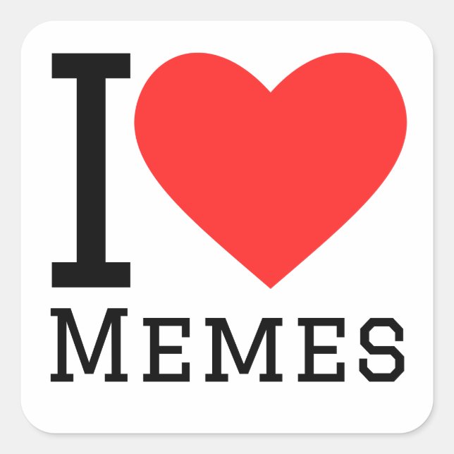 I Liebe Meme Quadratischer Aufkleber (Vorderseite)