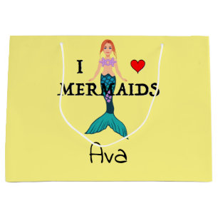 I Liebe Mermaids Design - Geschenktasche - Groß Große Geschenktüte