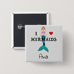 I Liebe Mermaids Design - Square Button