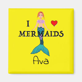 I Liebe Mermaids Design - Square Magnet