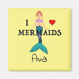 I Liebe Mermaids Design - Square Magnet