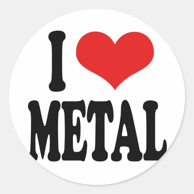I Liebe Metal Runder Aufkleber (Vorderseite)