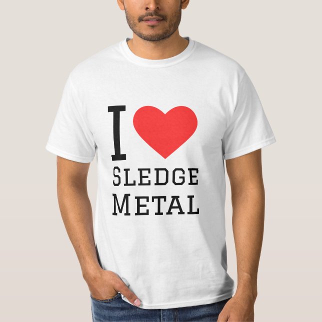 I Liebe Metallviereckaufkleber T-Shirt (Vorderseite)