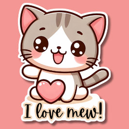 I Liebe Mew Kawaii Kitten Wasserdicht Aufkleber