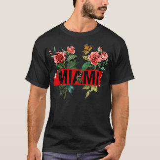 I Liebe Miami Cool Floral Miami Beach Illustration T-Shirt
