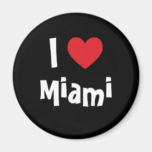 I Liebe Miami Red Heart White on Black Magnet