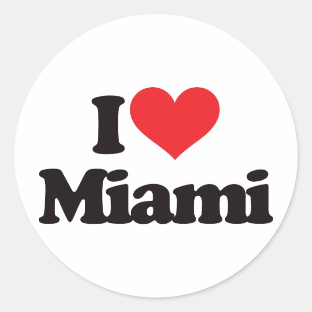 I Liebe Miami Runder Aufkleber (Vorderseite)