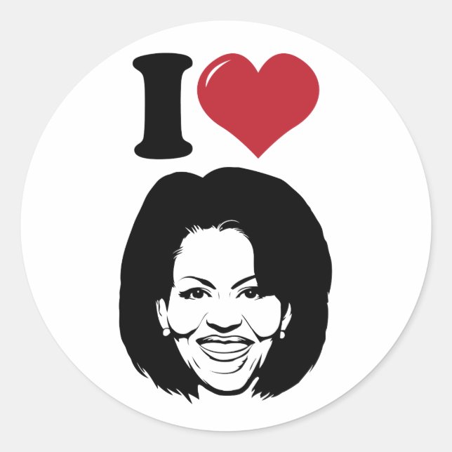 I Liebe Michelle Obama Runder Aufkleber (Vorderseite)