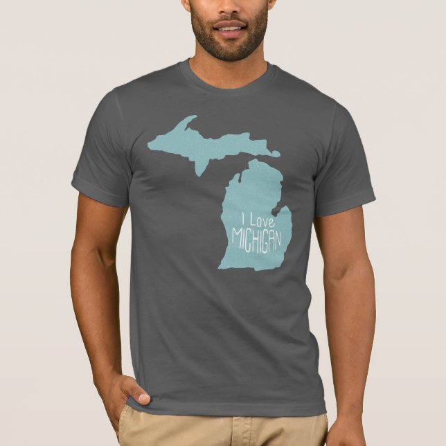 I Liebe Michigan Blue Gray T-Shirt (Vorderseite)
