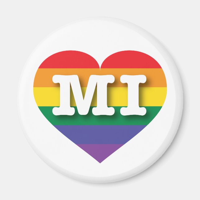 I Liebe Michigan Gay Pride Rainbow Heart Magnet (Vorne)
