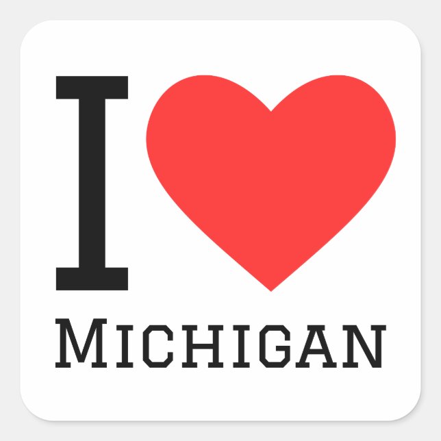 I Liebe Michigan Quadratischer Aufkleber (Vorderseite)