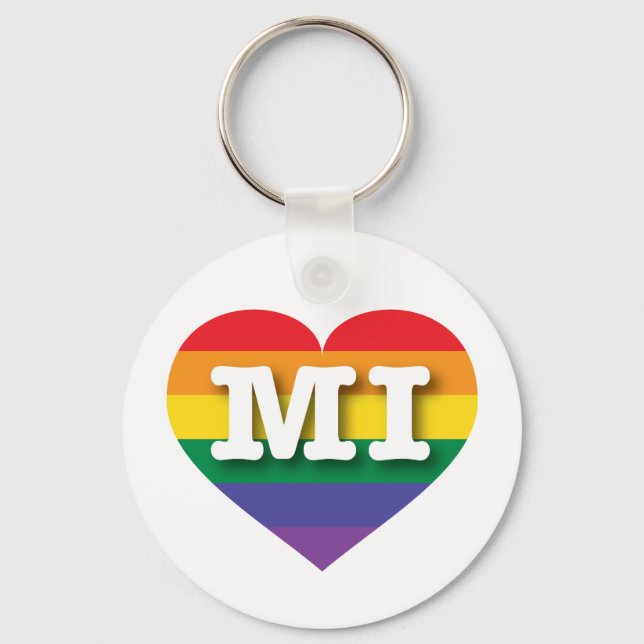 I Liebe Michigan Rainbow Heart Schlüsselanhänger (Vorderseite)