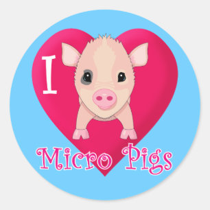 I Liebe Mikroschweine Runder Aufkleber