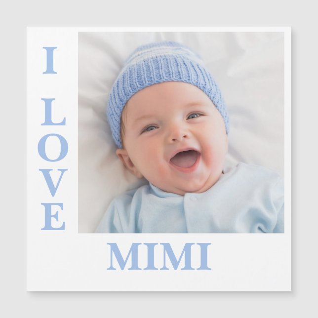 I Liebe Mimi Typografie Foto Magnetkarte (Vorderseite)