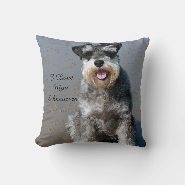 I Liebe Mini Schnauzers Throw Kissen (Vorderseite)