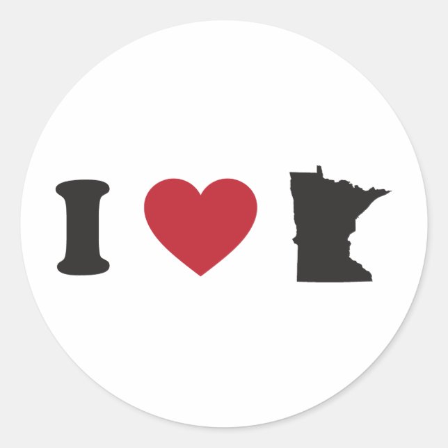 I Liebe Minnesota Runder Aufkleber (Vorderseite)