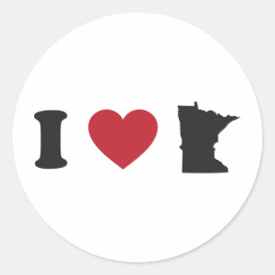 I Liebe Minnesota Runder Aufkleber