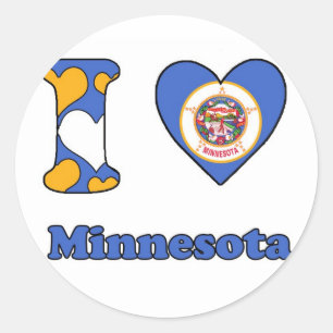 I Liebe Minnesota Runder Aufkleber