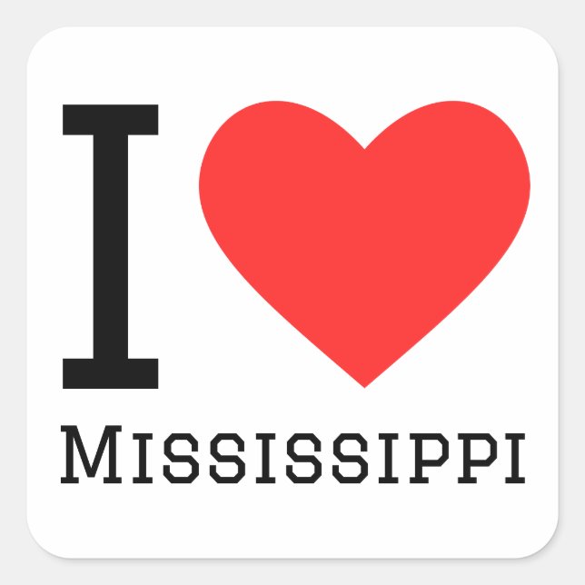I Liebe Mississippi Quadratischer Aufkleber (Vorderseite)
