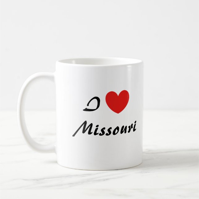 I Liebe Missouri Herz Typografie Kaffeezucht Tasse (Links)