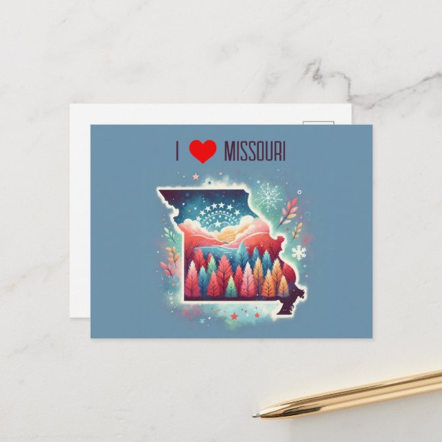 I Liebe Missouri Weihnachten Winter Postkarte (Vorderseite/Rückseite Beispiel)