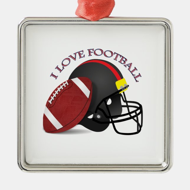 I Liebe Modernes, elegantes und trendiges Fußball Silbernes Ornament (Vorne)