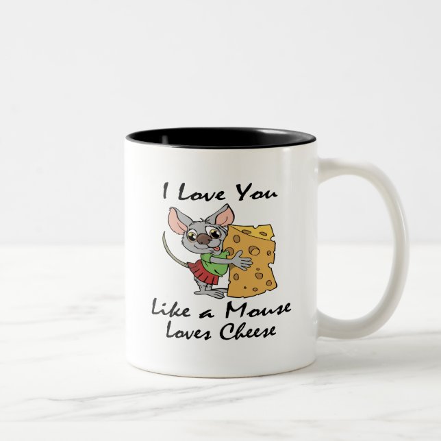 I Liebe mögen Sie ein MäuseLiebe-Käseschwarzes Zweifarbige Tasse (Rechts)